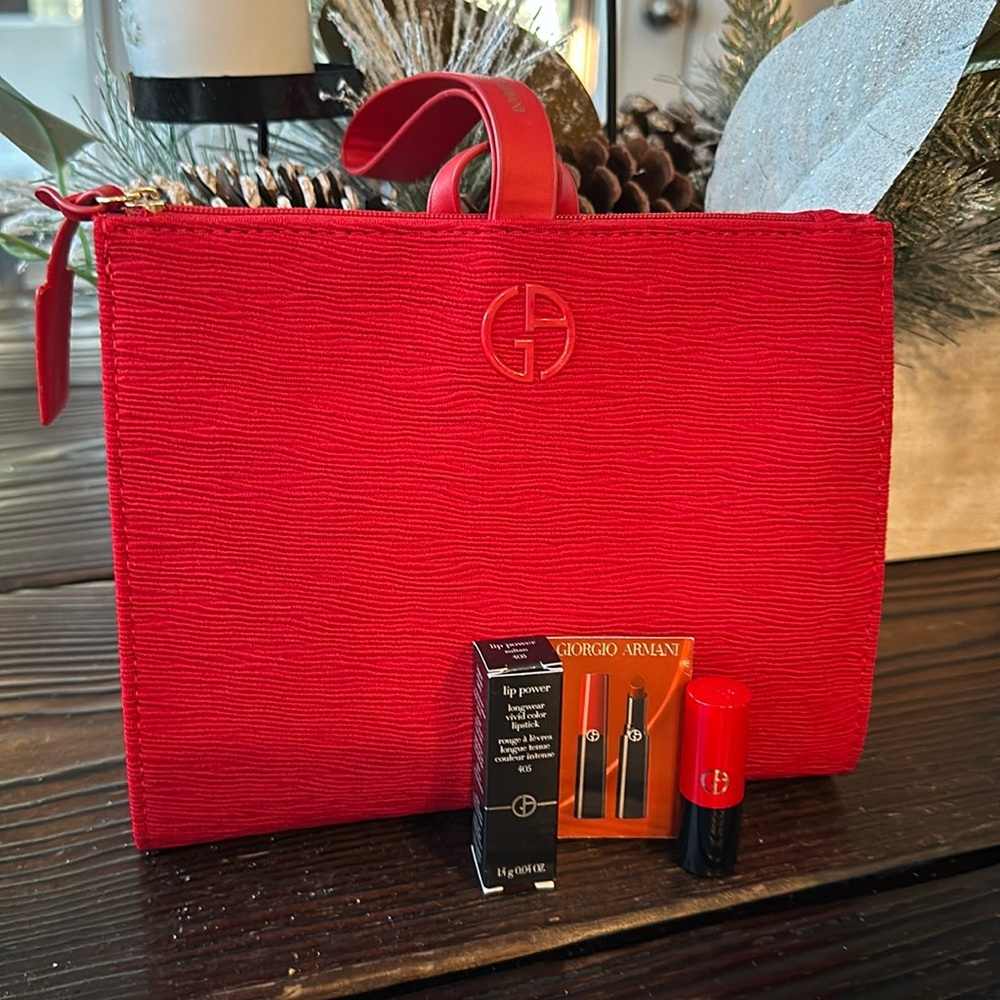 New GORGIO ARMANI lipstick - lip power matte No. 405 & Make Up Bag